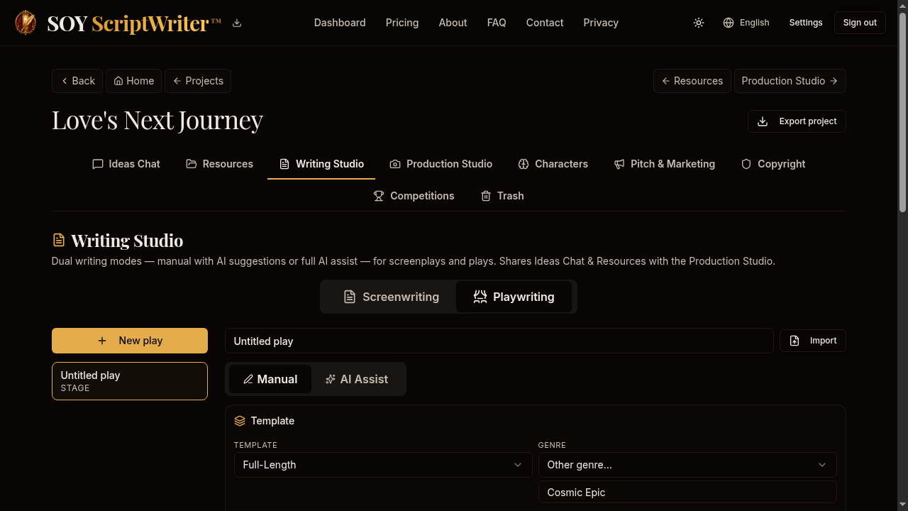 SOY ScriptWriter playwriting editor preview